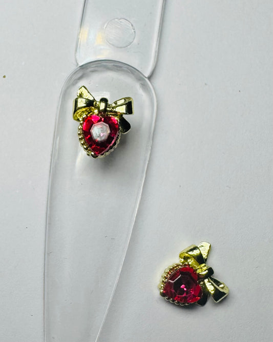 Bow heart charms