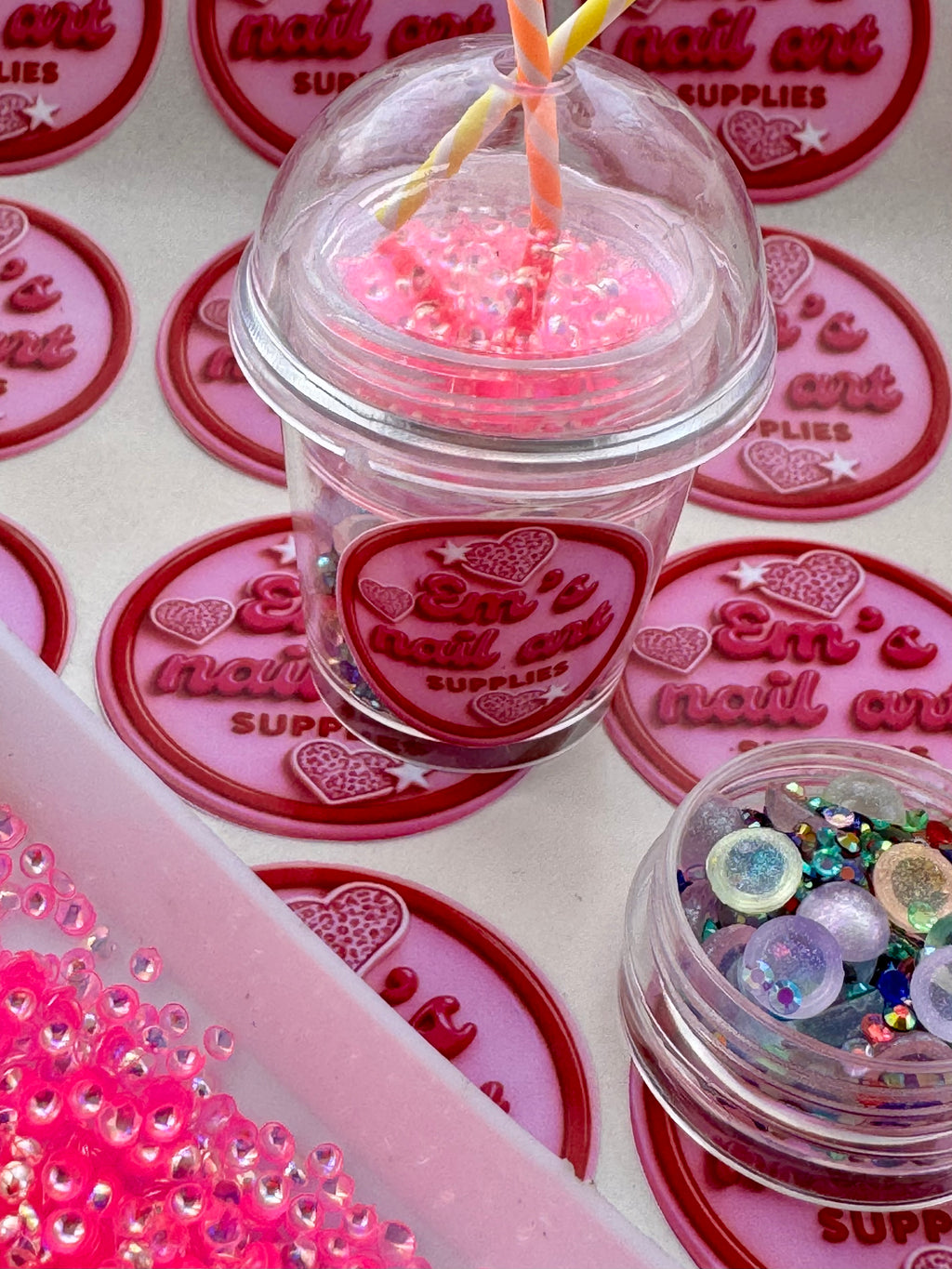 Strawberry bubble tea glitter